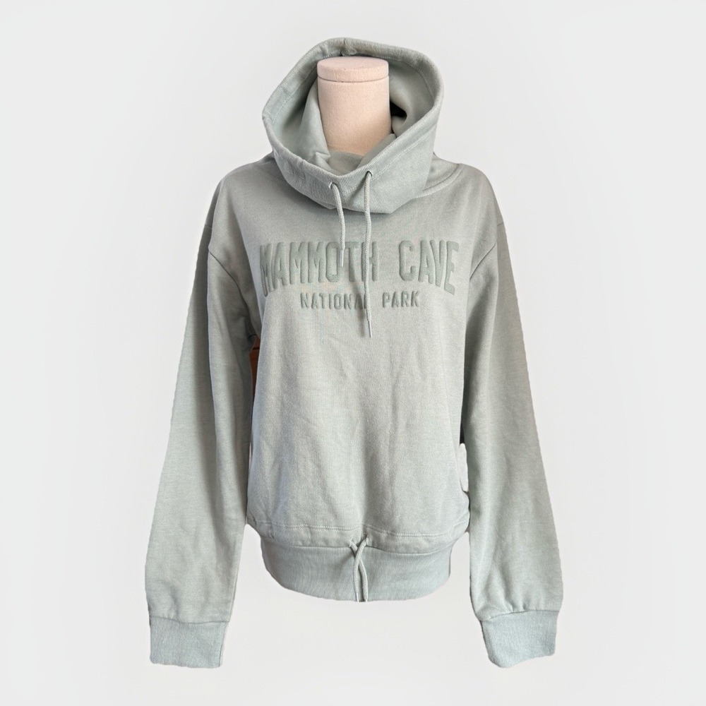 NWT Mammoth Cave National Park Mock Neck Sweatshirt Womens M Sage 3D Bubble Puff